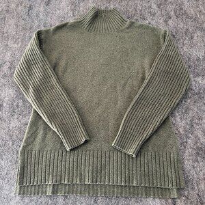 LL Bean sage green turtleneck sweater womens medium regular cotton wool blend
